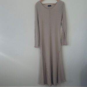 Eileen Fisher Beige Taupe Long Sleeve Maxi Dress